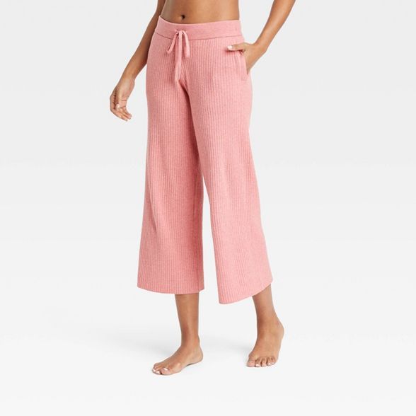 Women&#39;s Ribbed Sweater Cropped Lounge Pants - Stars Above&#8482; Oatmeal S | Target