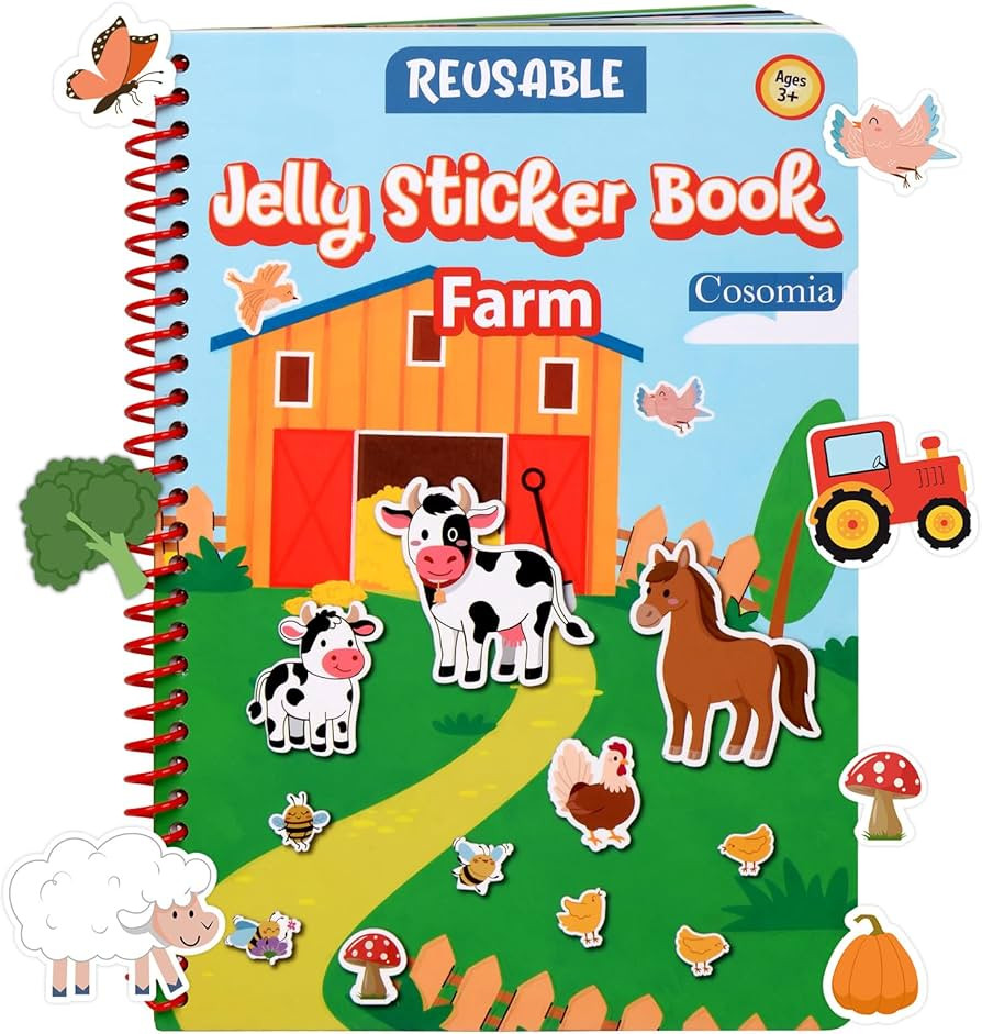 Jelly Sticker Book for Kids 2-4, Waterproof Reusable Sticker Book for Toddlers, Easy to Clean Roa... | Amazon (US)