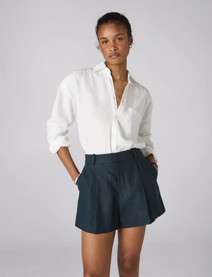 Penn Tailored Short: Linen, Navy | With Nothing Underneath