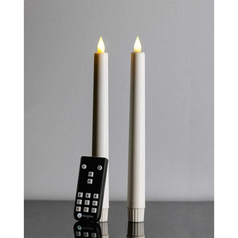 Seasonal LLC 1" x 9.75" Paraffin Realistic Adjustable Brightness LED White Flameless Taper Candle... | Walmart (US)
