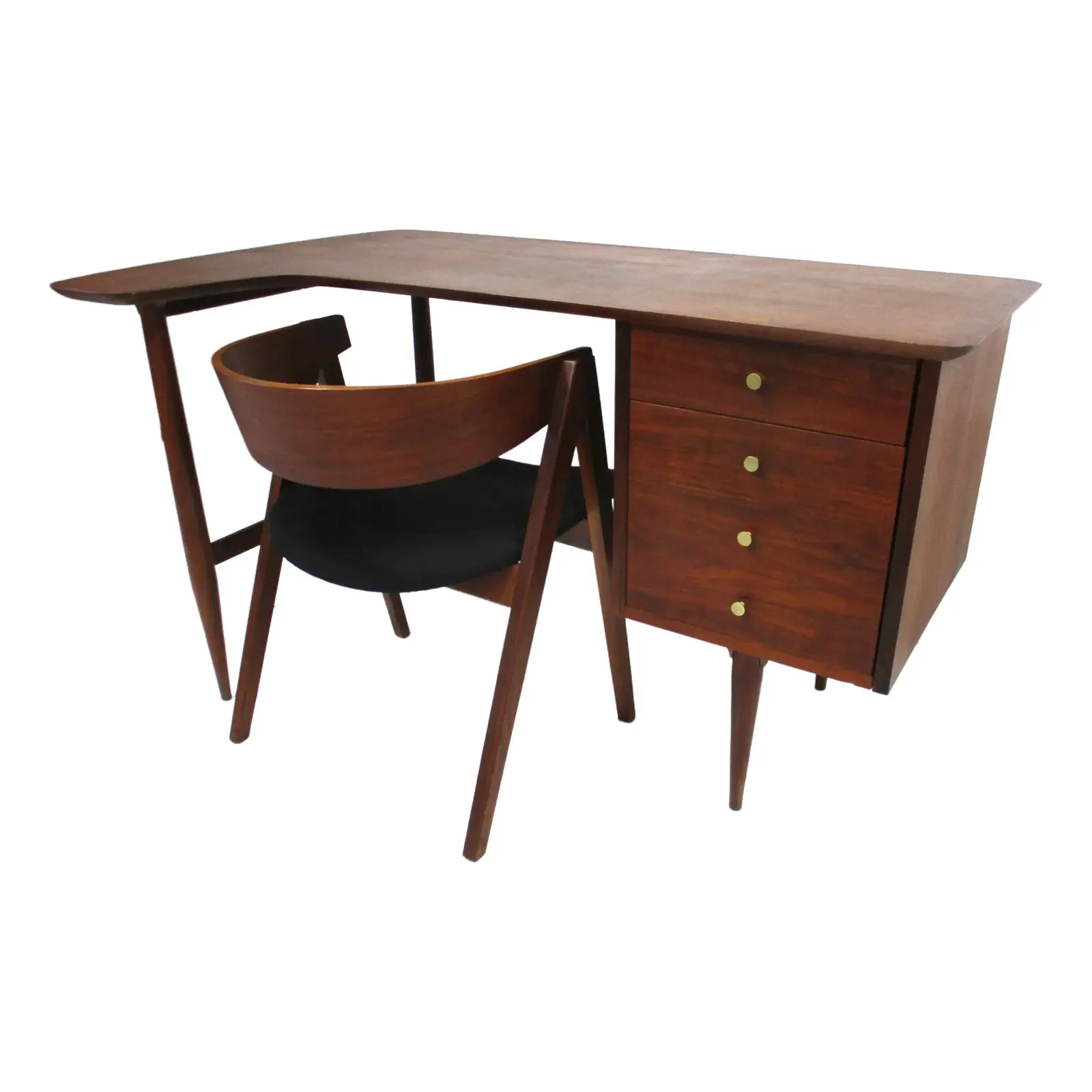 Mid Century Desk With Allan Gould Chair in the Style of Arne Vodder | Chairish