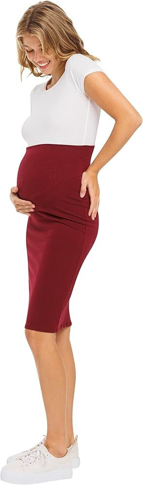 My Bump Women's Comfort Stretch High Waisted Tummy Control Midi Maternity Pencil Skirt Made in US... | Amazon (US)