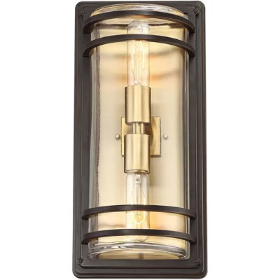 John Timberland Habitat Modern Outdoor Wall Light Fixture Bronze Warm Brass 16" Clear Glass for P... | Target