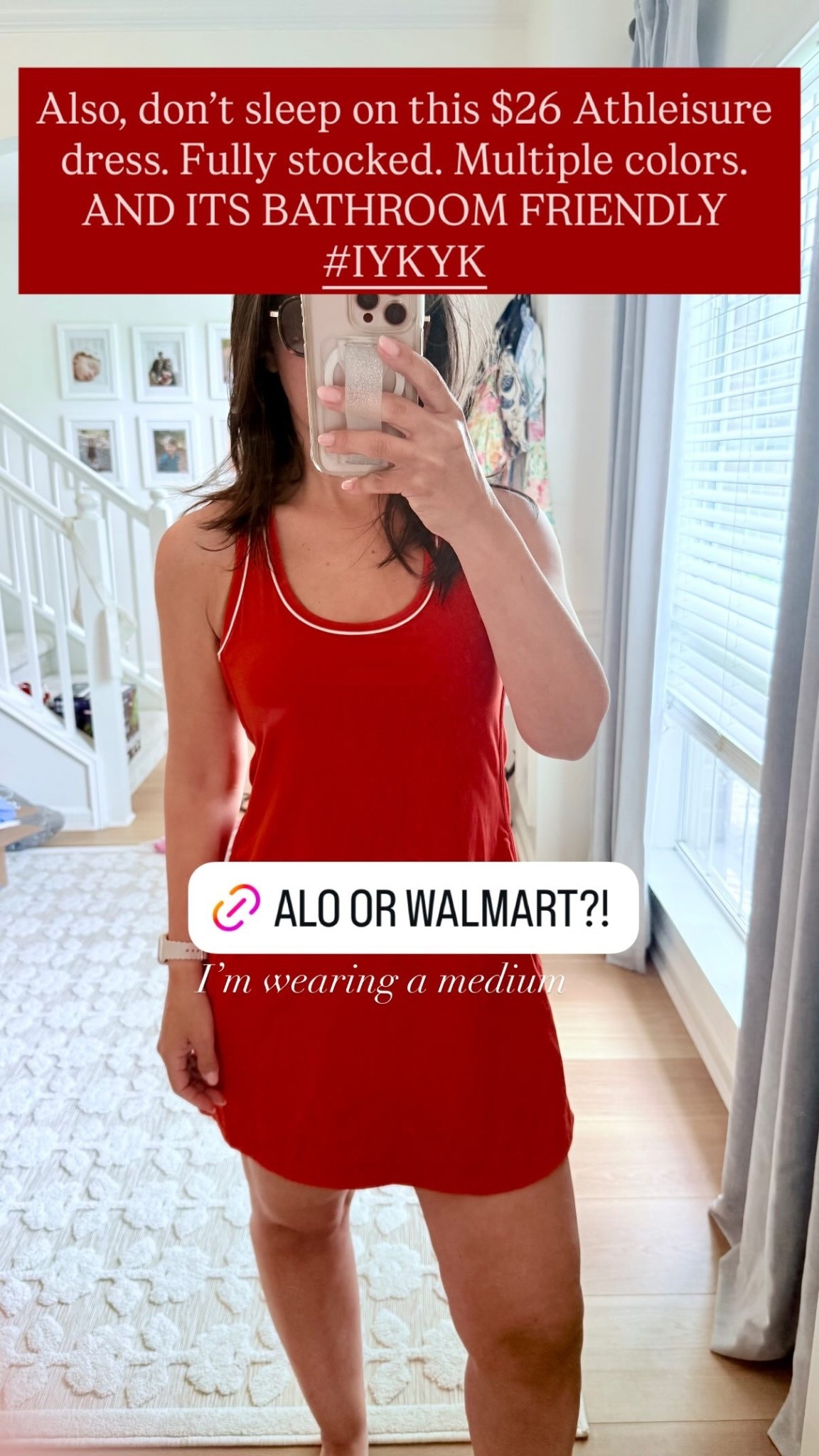 I’m wearing a medium  Also, don’t sleep on this $26 Athleisure dress. Fully stocked. Multiple colors. AND ITS BATHROOM FRIENDLY #IYKYK