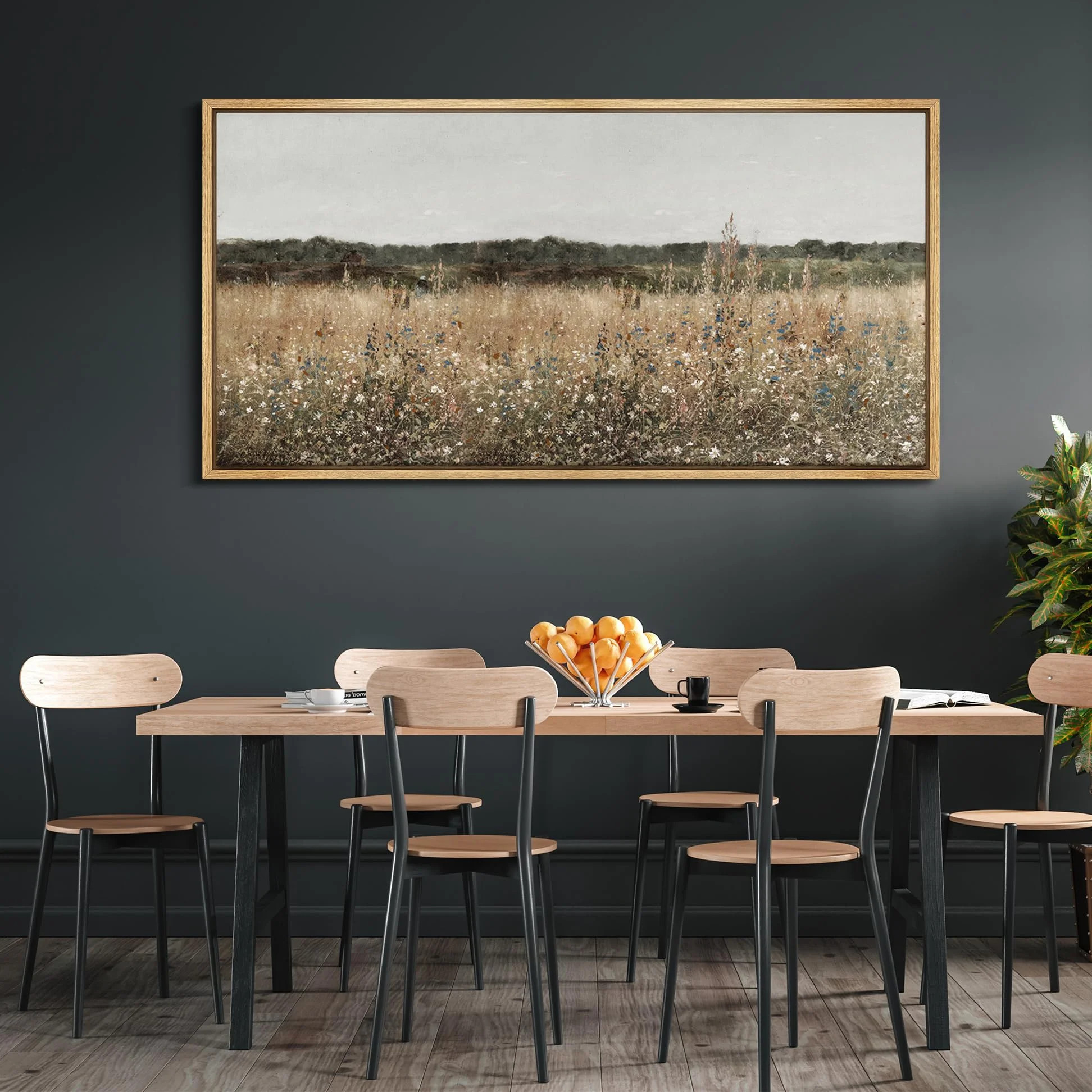 IDEA4WALL Extra Large Framed Canvas Print Wall Art Misty Morning Meadow with Wildflowers Classic ... | Walmart (US)