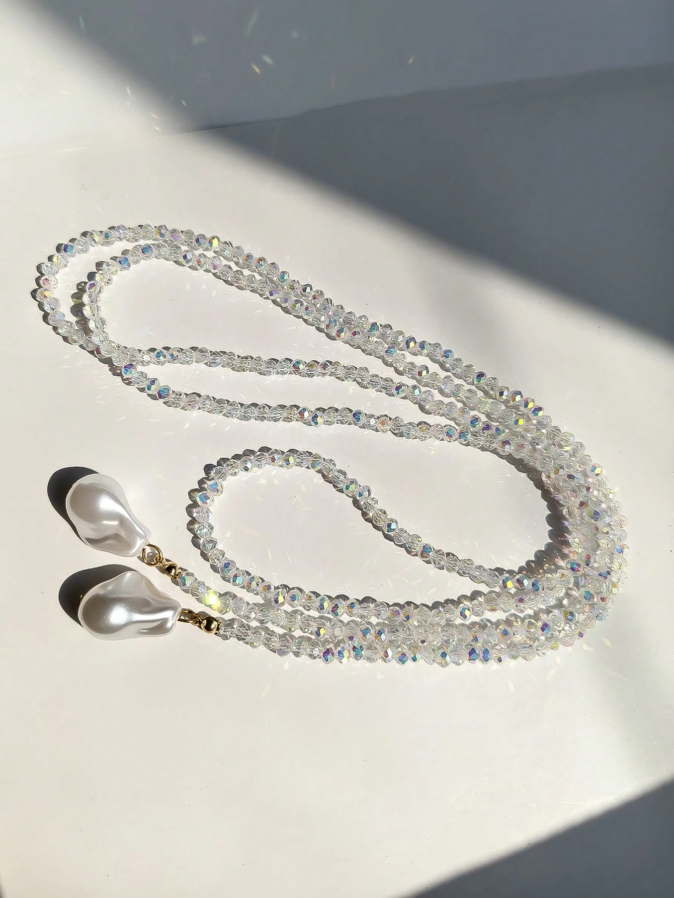 1pc Luxury Beaded Black Crystal Asymmetrical Pendant Necklace, Long Layered Baroque Pearl Choker ... | SHEIN