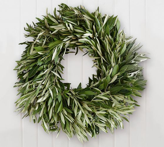 Live Olive Leaf and Myrtle Wreath & Garland | Pottery Barn (US)