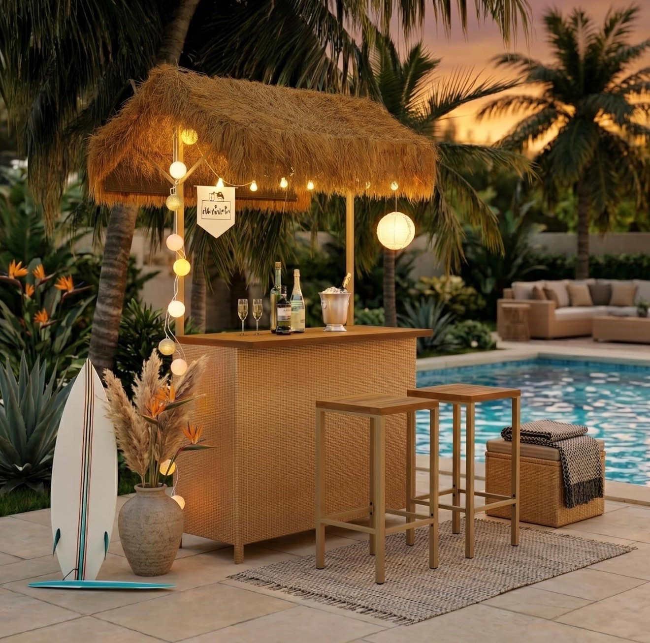 Perfect little poolside bar. Tiki bar. Outdoor bar. Party bar:

#LTKSeasonal #LTKHome