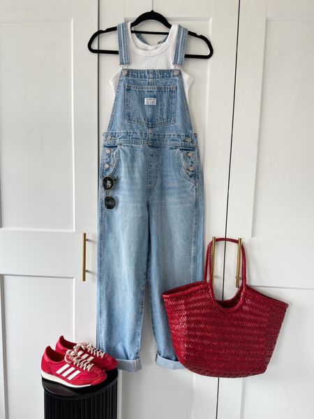An outfit I’m looking forward to wearing this spring! 
Denim dungarees with some red accessories 🍒

I wear XS in the dungarees and the vest.

#LTKfindsunder100 #LTKSeasonal #LTKstyletip