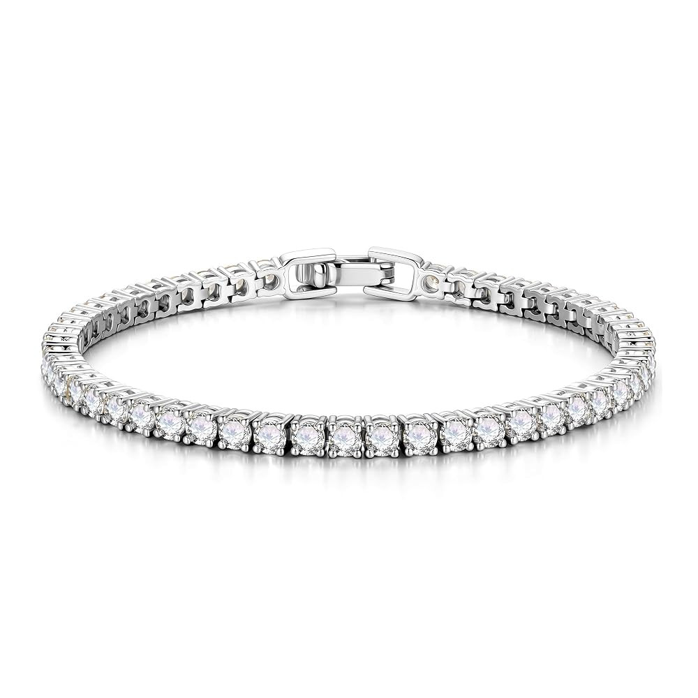 Yoosteel 14K-Gold/White-Gold-Plated Tennis Bracelets for Women - 3mm Cubic Zirconia Classic Brace... | Amazon (US)