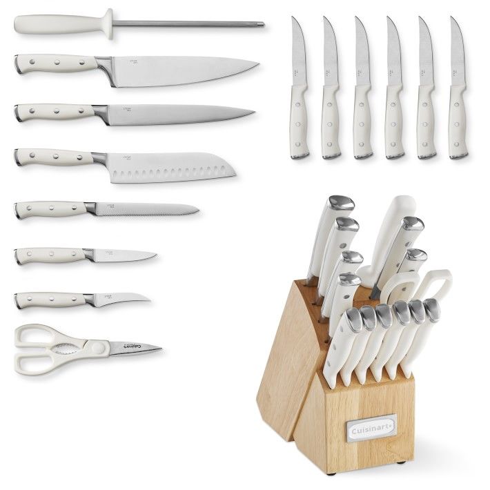 Cuisinart 15-Piece Triple Rivet Cutlery Block Set, White | Williams-Sonoma