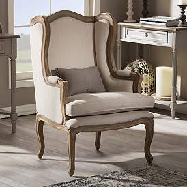 Baxton Studio Oreille Beige Fabric Arm Chair | www.lampsplus.com | Lamps Plus
