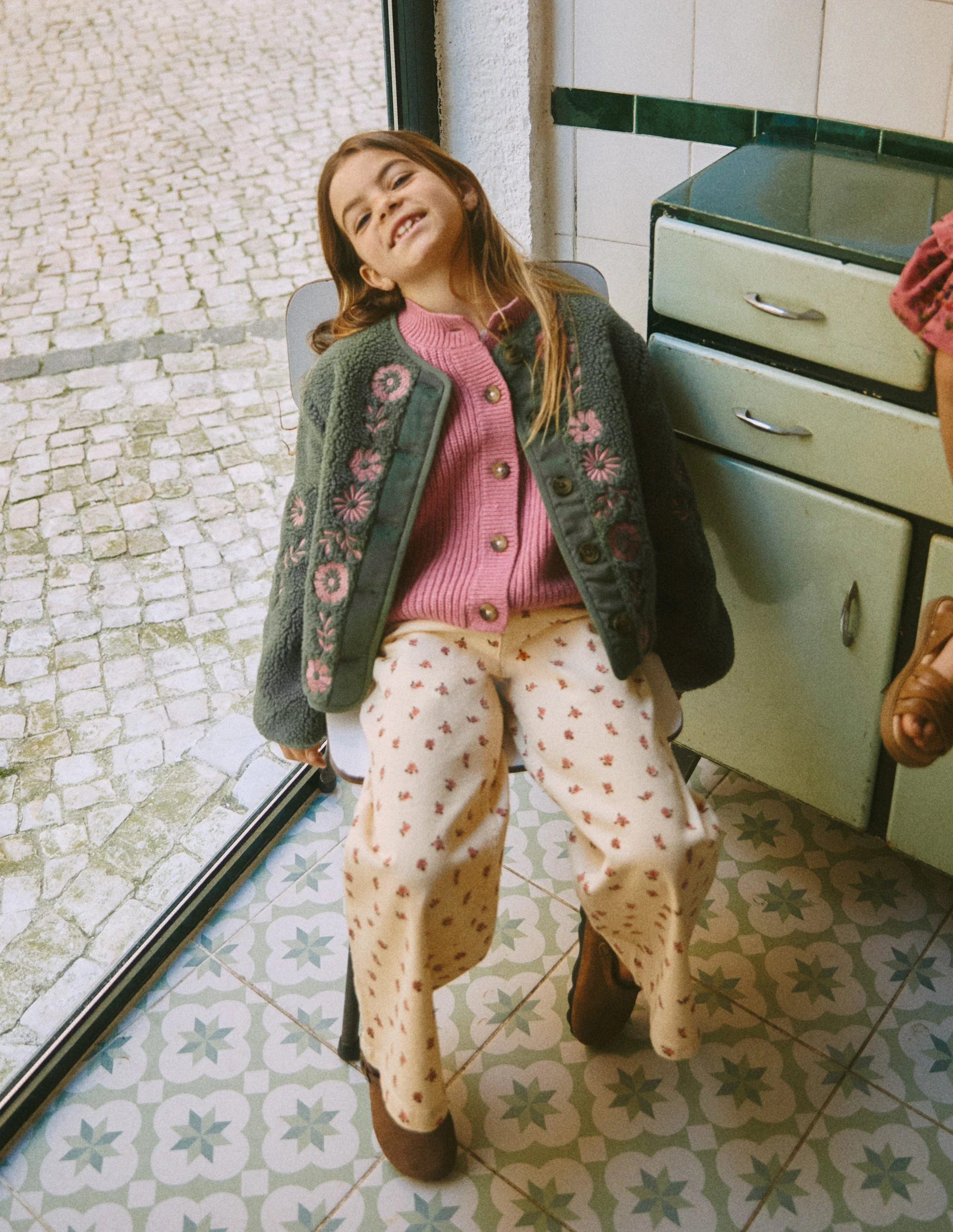 Boden Girls Pretty Borg Jacket in Green | Size 7-8 Years | Boden (US)