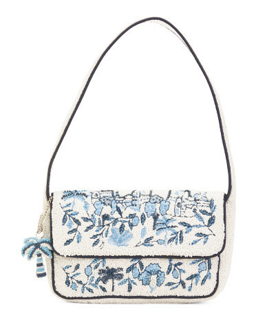 Toile Beaded And Embroidered Shoulder Bag For Women, Leather | TJ Maxx