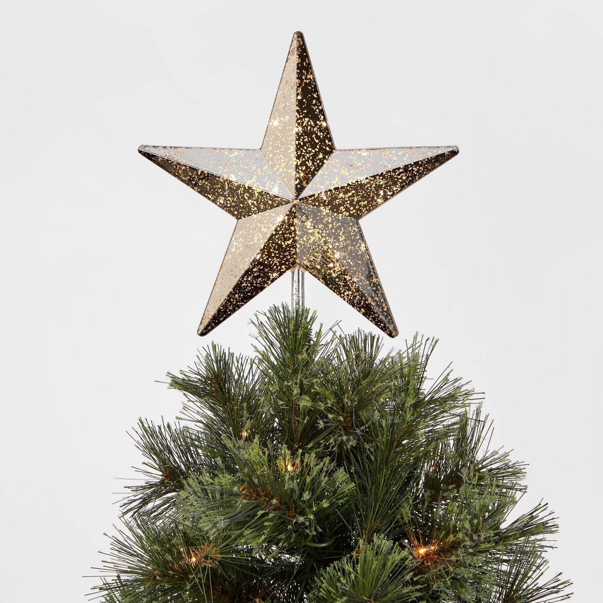 10in Lit Faux Mercury Glass Star Christmas Tree Topper Silver - Wondershop™ | Target