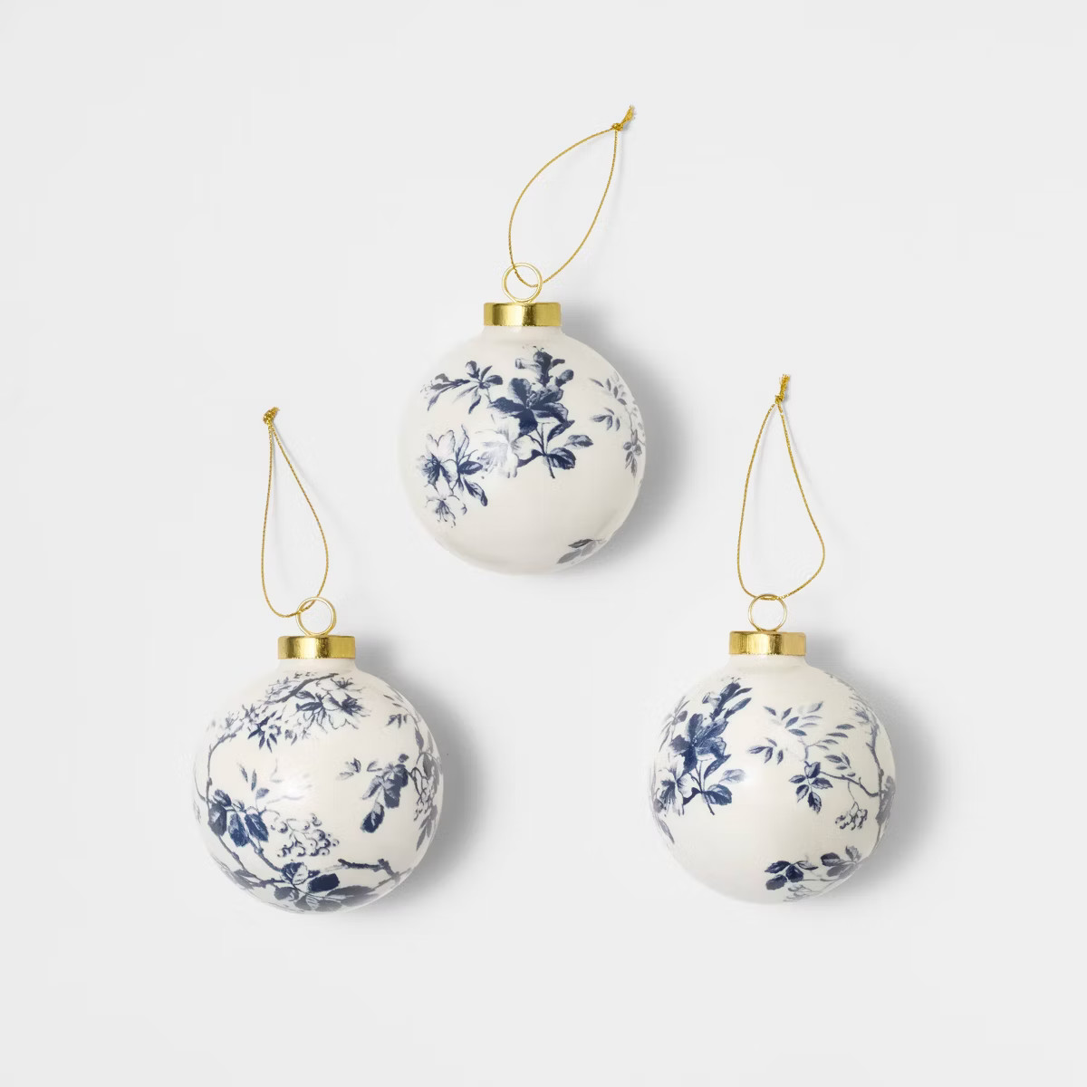 Set of 3 Patterned Ceramic Ornaments White/Blue - Threshold™ designed with Studio McGee | Target