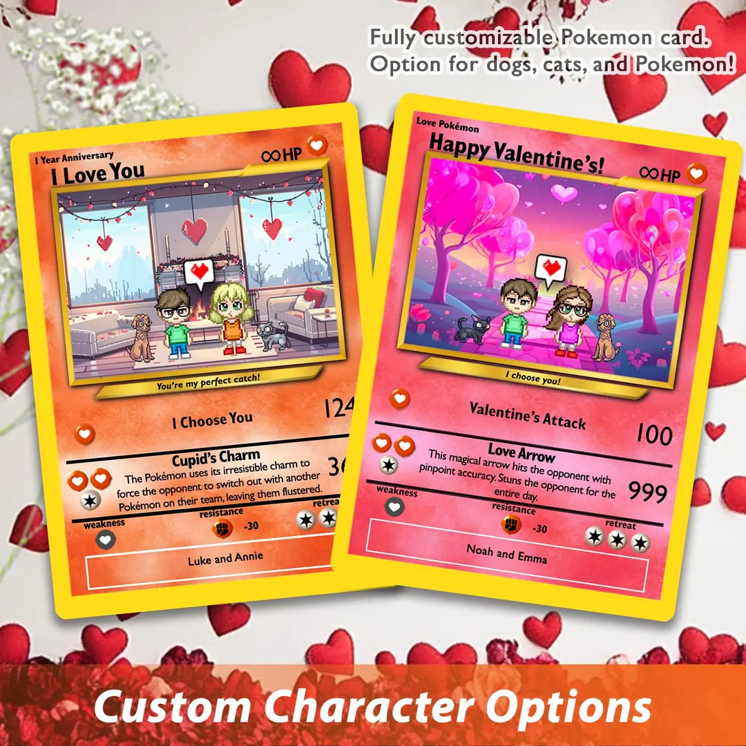 Pokemon Valentine's Day Card, Custom Pokemon Card, Boyfriend Gift, Girlfriend Gift, Custom Pokemo... | Etsy (US)