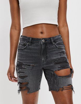 AE Denim Low-Rise Baggy Short | American Eagle Outfitters (US & CA)