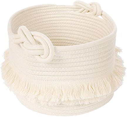 Small Woven Storage Baskets Cotton Rope Decorative Hamper for Diaper, Blankets, Magazine and Keys... | Amazon (US)