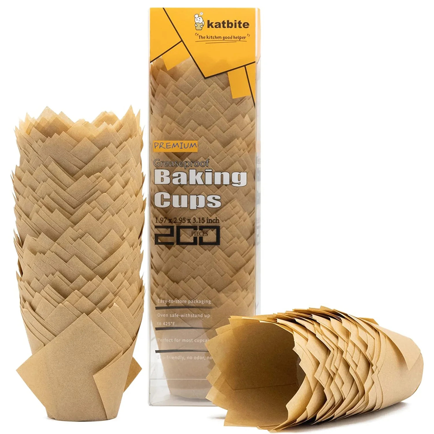 Katbite Tulip Cupcake Liners 200PCS, Muffin Baking Cupcake Liners Holders, Baking Cups, Nature | Walmart (US)