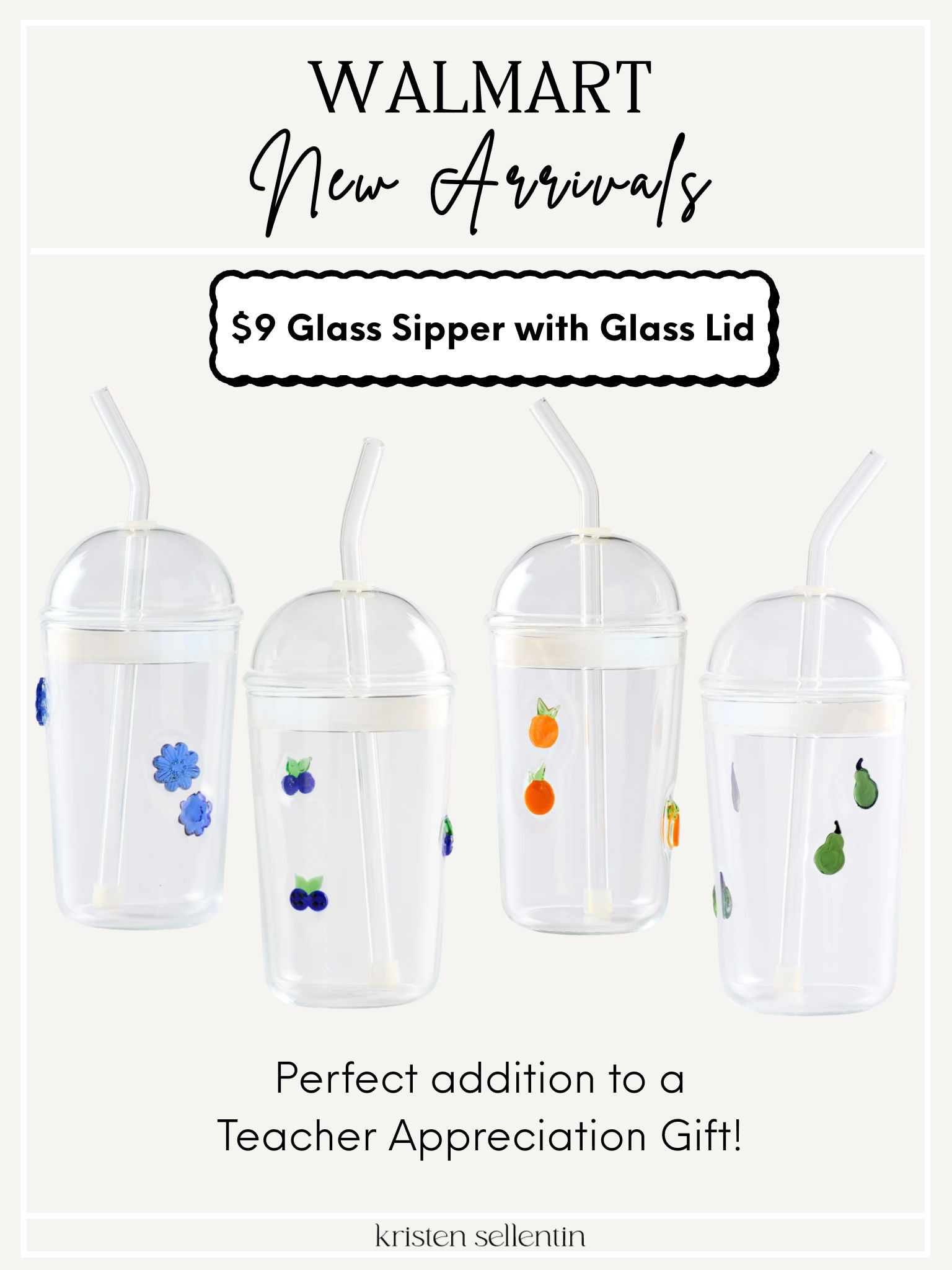 New @ Walmart! Glass sipper with glass lid! So cute! Perfect addition to a Teacher Appreciation gift! 

 

#LTKmomlife #LTKSeasonal #LTKHome