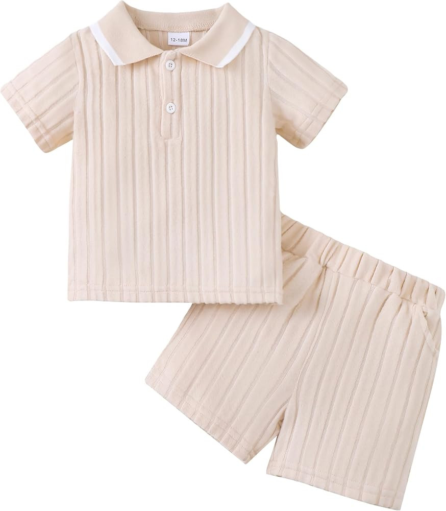 Renotemy Toddler Baby Boys Clothes Summer Outfits Polo Shirt Shorts Set 2Pcs Boys Clothing Sets 1... | Amazon (US)
