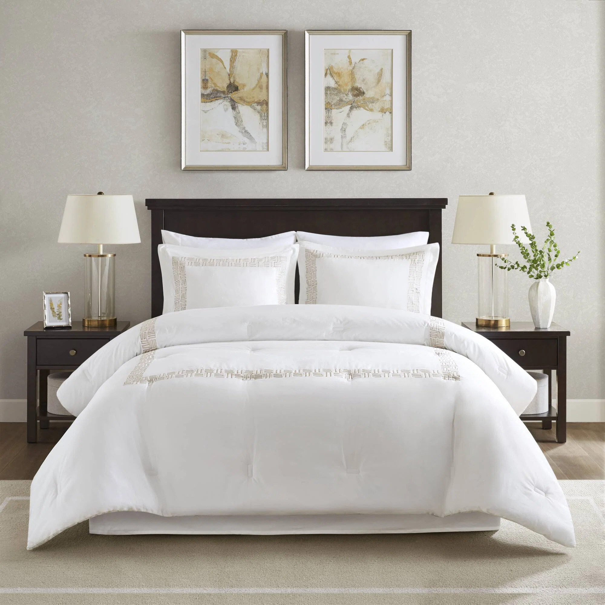 Nile 4 Piece Cotton Sateen With Embroidery Oversized Comforter Set | Wayfair North America