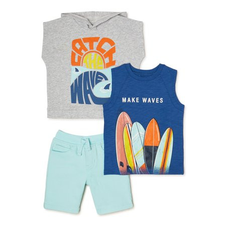 Garanimals Baby and Toddler Boys’ Hoodie Tank Top and Shorts Outfit Set 3-Pack Sizes 12M-5T | Walmart (US)