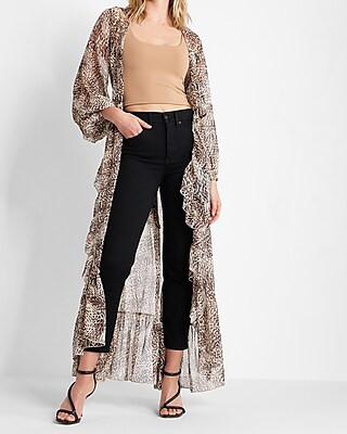 Animal Print Ruffled Maxi Cover-up | Express