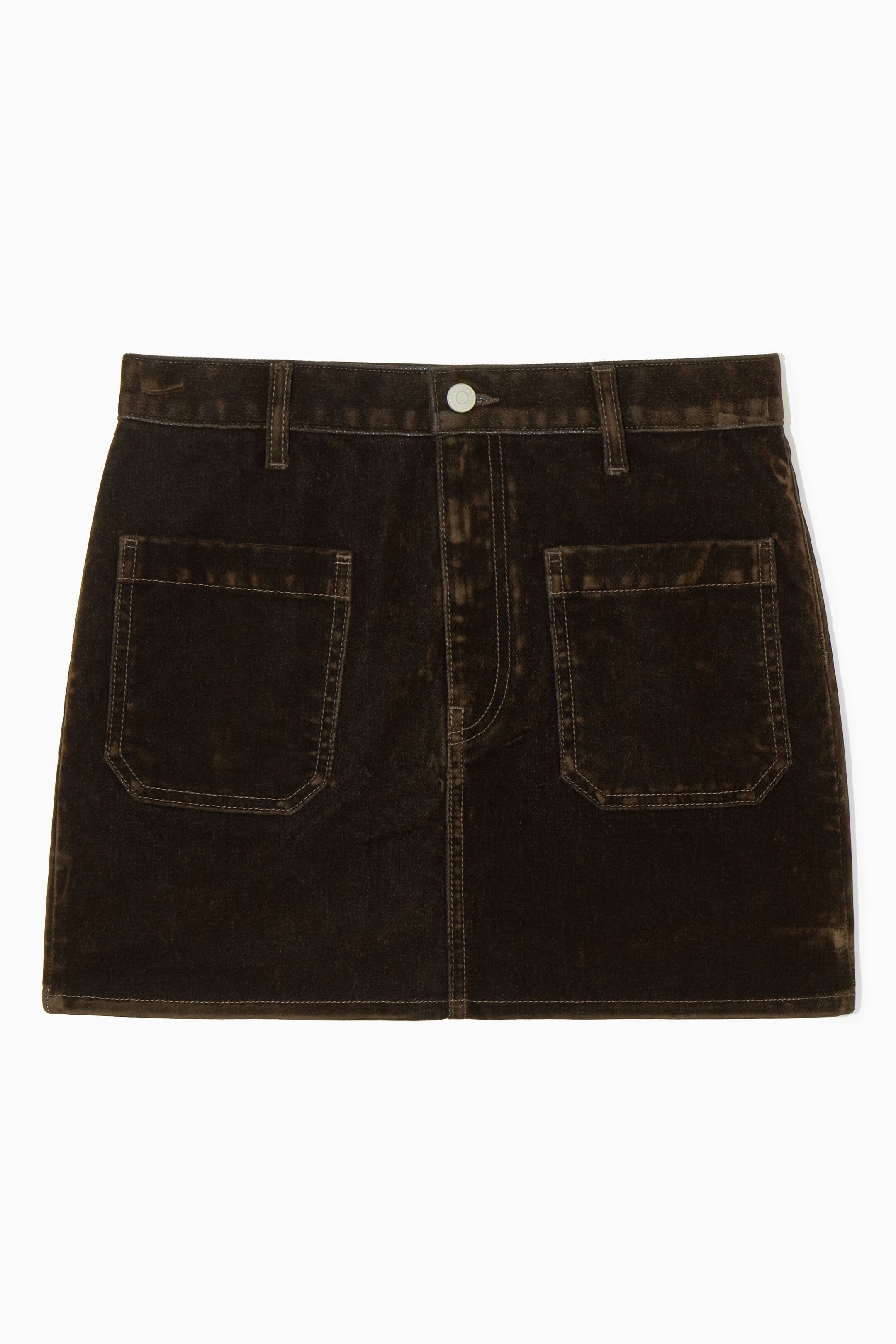 FLOCKED-DENIM MINI SKIRT | H&M (UK, MY, IN, SG, PH, TW, HK)