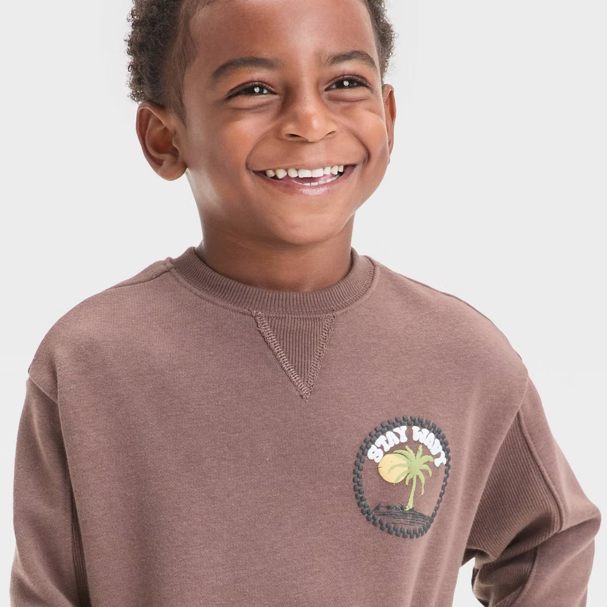 Grayson Mini Toddler Boys' French Terry Crewneck Sweatshirt - Brown 4T | Target
