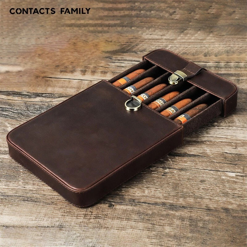 Portable Genuine Leather Vintage Cigar Case Box Holder Cover Bag for 6 Cigars | eBay US