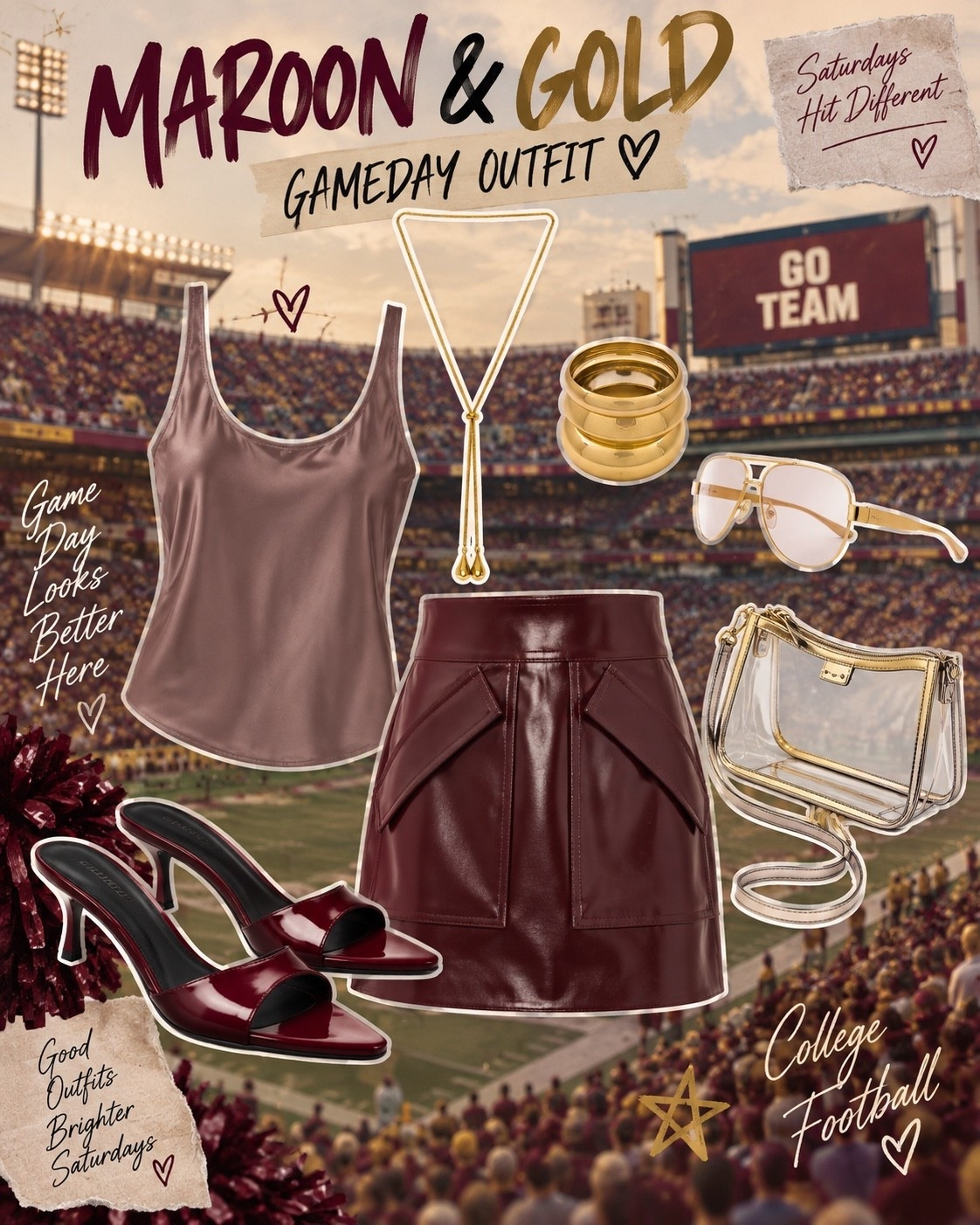 Maroon and gold gameday outfit
