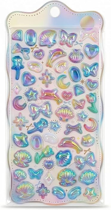 \u30101 Sheet\u3011 Wife Curated Picks 3D Cute Stickers Cartoon Butterfly Sea Sparkle Puff Sticke... | Amazon (US)