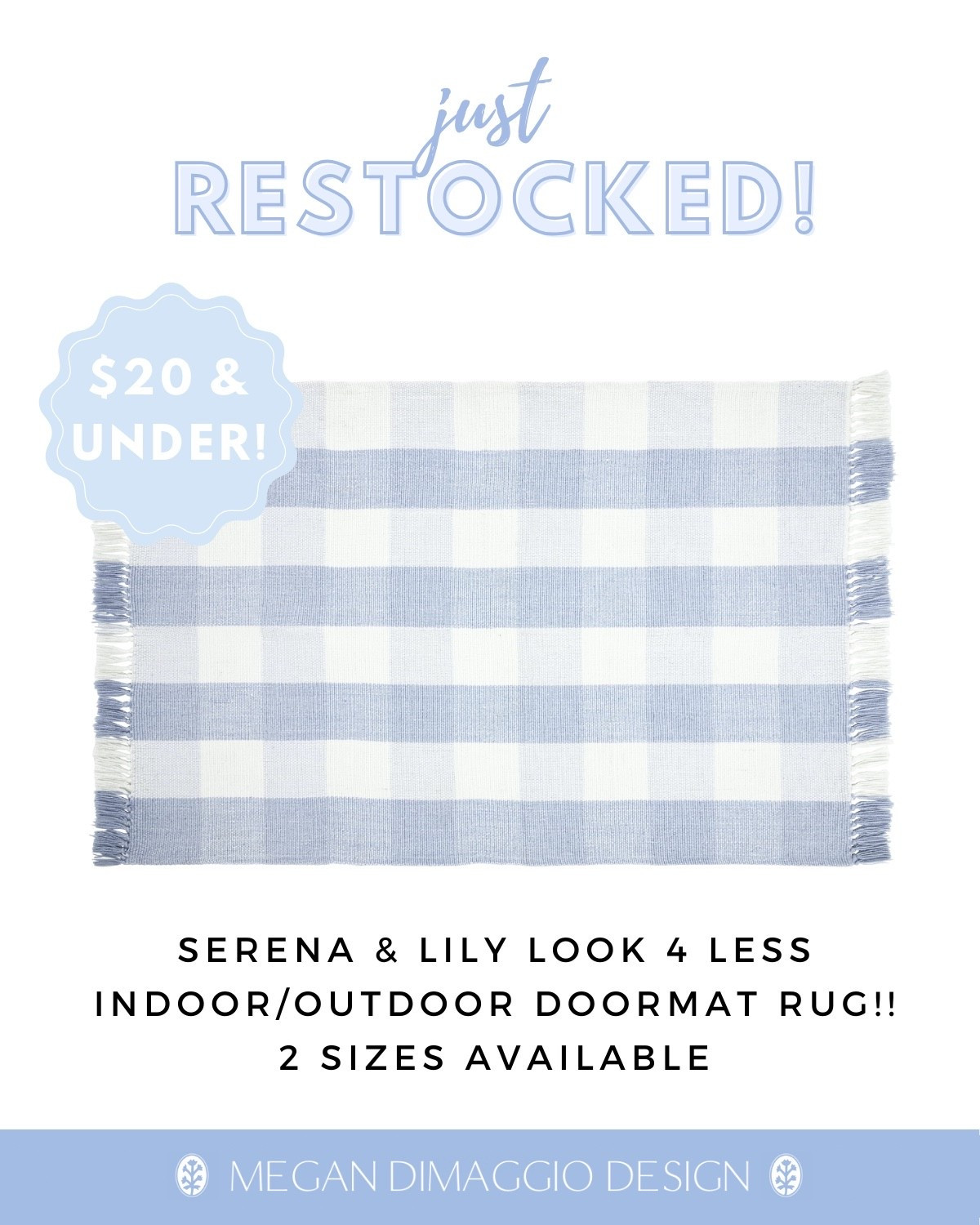 I have been waiting MONTHS for this Serena & Lily look for less blue and white gingham layering doormat to restock!!! Under $20 and available in two sizes!! I just ordered both 🙌🏻 and also linked doormats to layer on top!! Perfect to snag now for a fall porch refresh!! 🍂☀️

#LTKHome #LTKSeasonal #LTKFindsUnder50