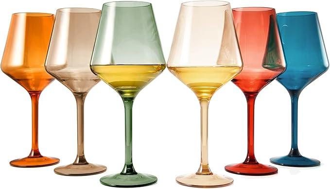 European Style Plastic Crystal, Stemmed Wine Glasses | Set of 6 | Acrylic Tritan Drinkware, Unbre... | Amazon (US)