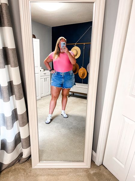 Plus size Jean shorts made for our curves..

These curve love mom jeans shorts are so good for all your spring and summer outfits. They fit the curves without a gap in the waistband. I styled with this hot pink bodysuit and my Adidas Sambas. 

Sizing: I’m normally an 18/20
Shorts - wearing the 35 (Size 20) 
Bodysuit - wearing the XXL
Sneakers - Fit TTS

Plus size Jean shorts
Plus size shorts
Jean shorts
Plus size summer outfit 
Summer outfit 
Plus size style
size 18 
Size 20 

#LTKShoeCrush #LTKPlusSize #LTKSeasonal