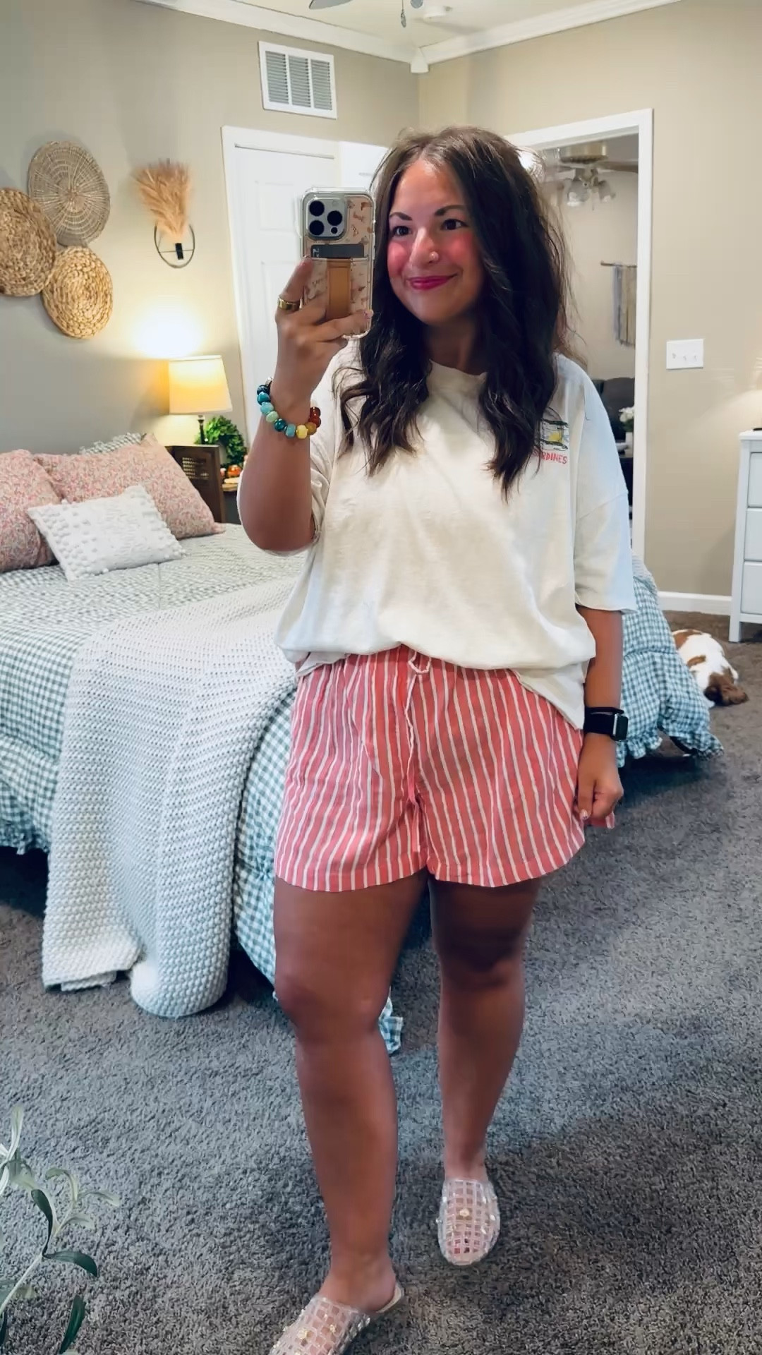 Summer uniform loading ☀️ Graphic tees + striped shorts are having a major moment right now and I’m fully on board. Easy, comfy, and effortlessly cute for everyday wear!

jelly flats: fit true to size // wearing a 5
shorts: fit true to size // wearing a large
tee: fits oversized // wearing a medium 

 #LTKootd #LTKMidsize