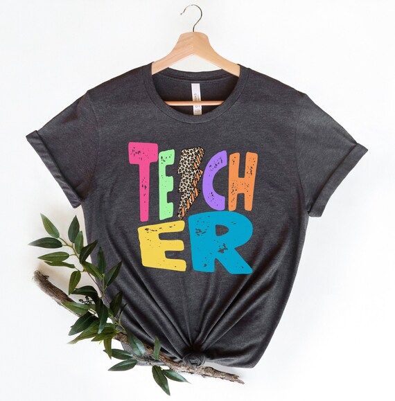 Teacher Leopard Lightning Bolt Shirt, Teacher Shirts, Teacher Gifts, Teach Shirt, Leopard Teacher... | Etsy (US)