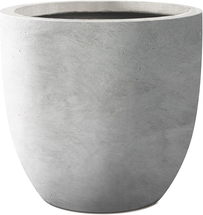 14" W Round Natural Concrete/Fiberglass Indoor Outdoor Elegant Planter | Amazon (US)