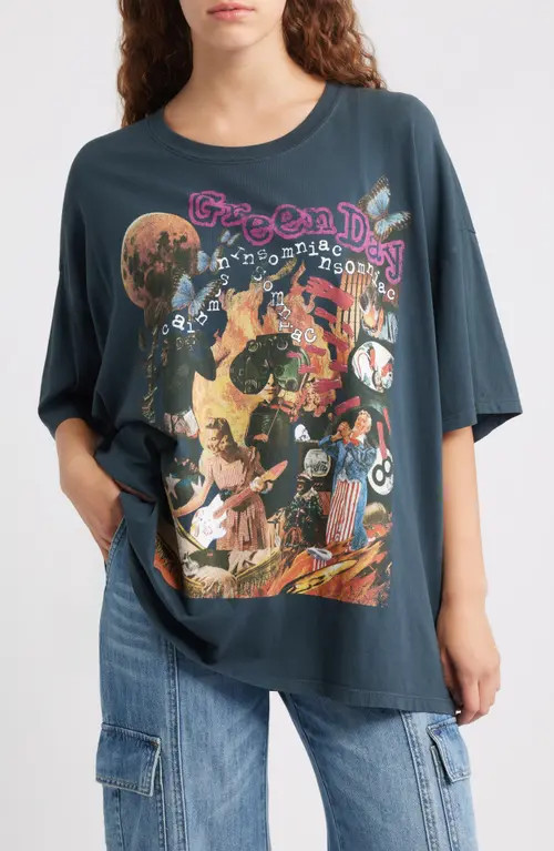 Daydreamer Green Day Insomniac Cotton Graphic T-Shirt in Vintage Black at Nordstrom | Nordstrom