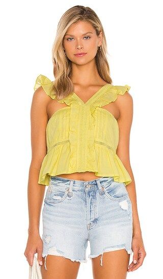 Brit Embroidered Top in Lemon Yellow | Revolve Clothing (Global)