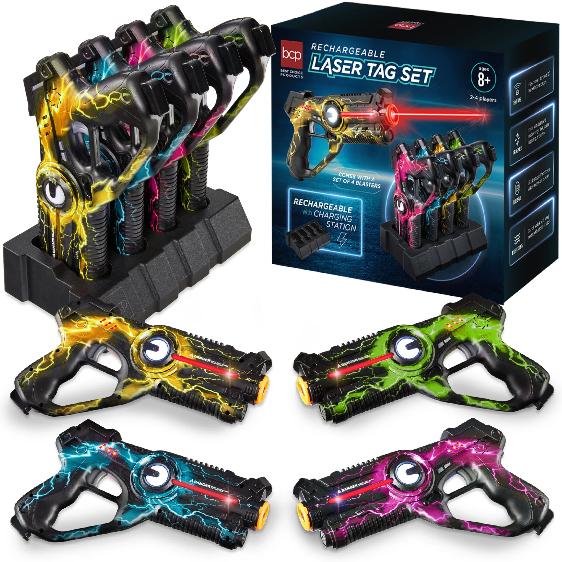 Best Choice Products Set of 4 Rechargeable Laser Tag Blasters No Vests Needed w/Docking Station -... | Walmart (US)