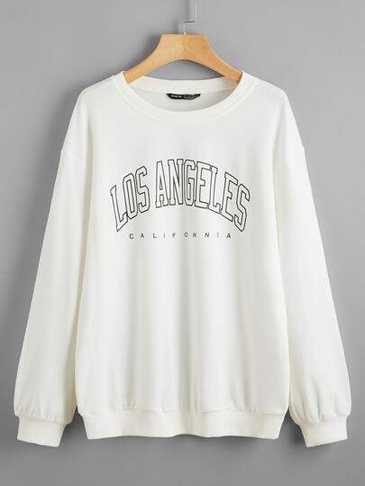 SHEIN Los Angeles Graphic Long Sleeve Pullover | SHEIN