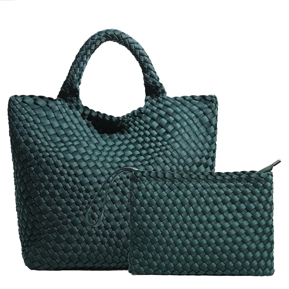 JINMANXUE Woven Hobo Bag For Women Neoprene Tote Bag Large Capacity Handbag Patchwork Handmade Ca... | Amazon (US)
