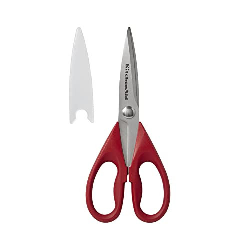 KitchenAid All Purpose Kitchen Shears with Protective Sheath Durable Stainless Steel Scissors, Dishwasher Safe, Soft Grip Comfort Handle, 8.72 Inch, Red | Amazon (US)