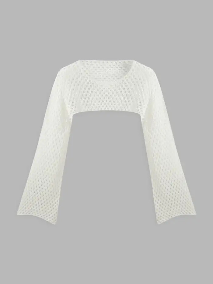 Midnight Veil Ultra-Cropped Long Sleeve Shrug | Cider