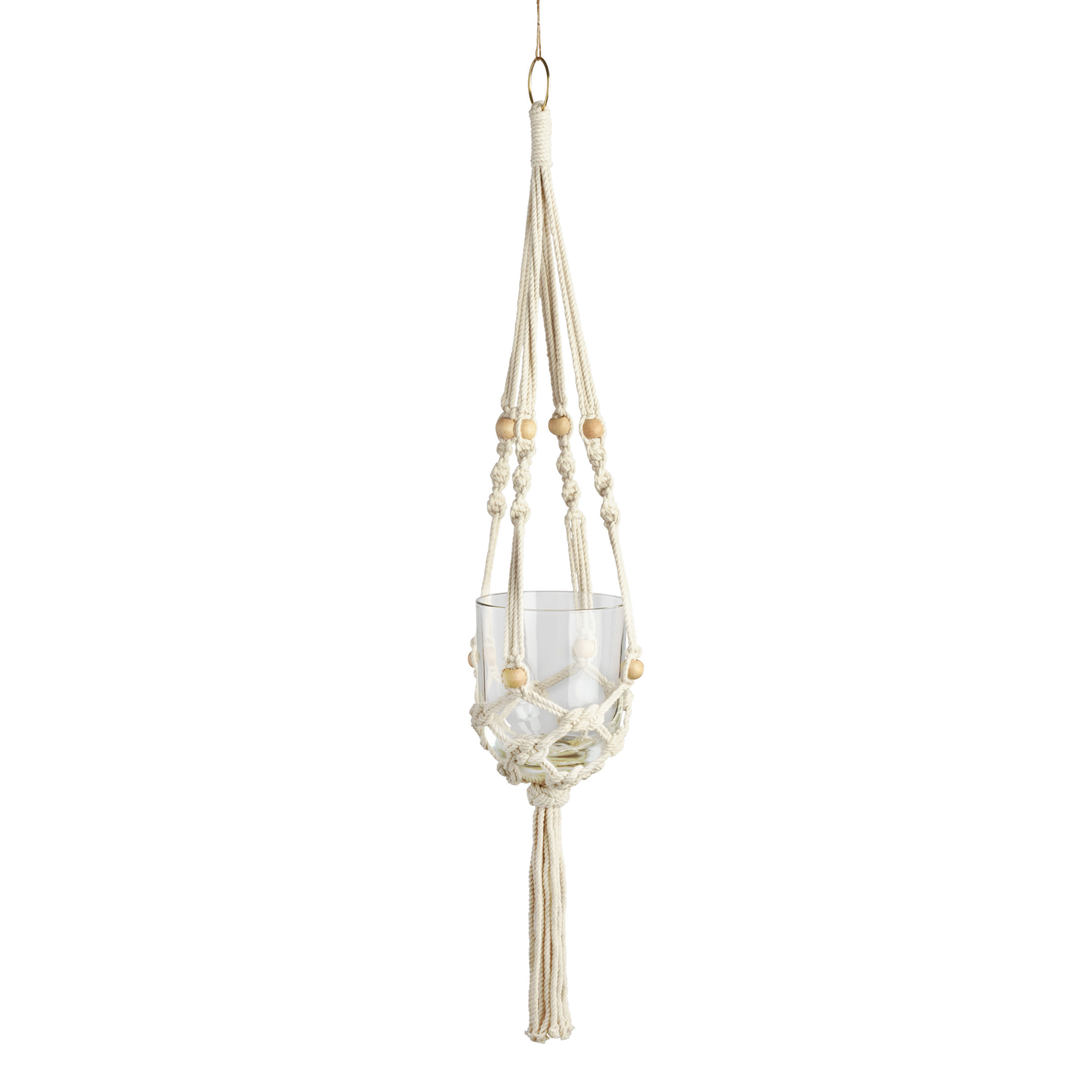 Natural Bead Macrame Plant Hanger | World Market
