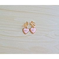 Pink Love Heart Clip On Earrings. Little Girl Tiny Small Charm. Valentine's Earrings, Gifts For Her, Birthday Gift | Etsy (US)