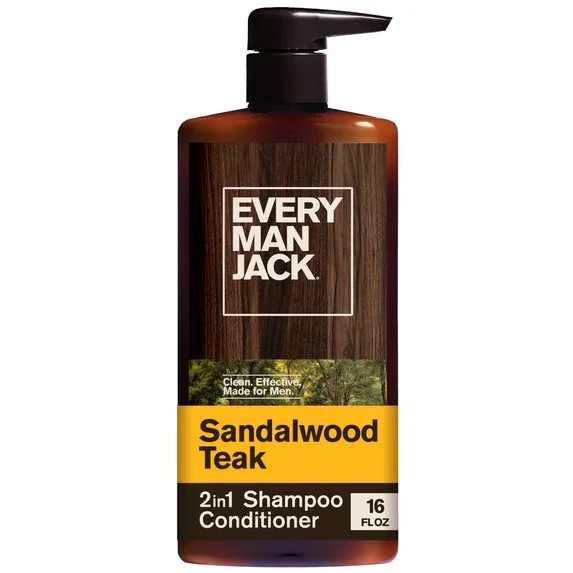 Every Man Jack Sandalwood Teak Daily 2-in-1 Shampoo and Conditioner for Men, Naturally Derived, 1... | Walmart (US)